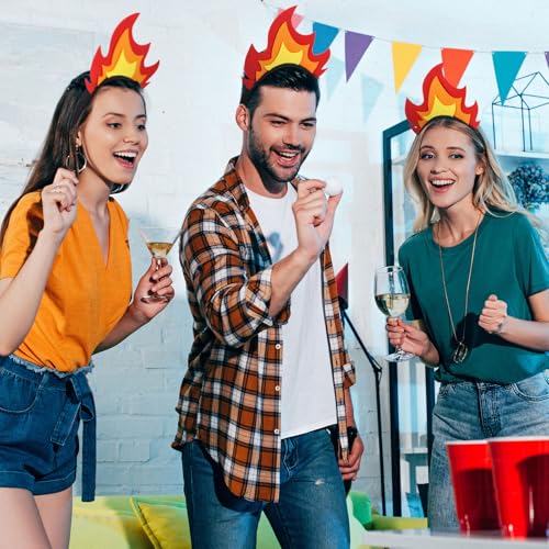 Solsew 8 Pcs Halloween Flame Headband Fire Headpiece Flame Crown Felt Fire Accessories for Costume Cosplay Party Photo Props(Classic) - Image 2