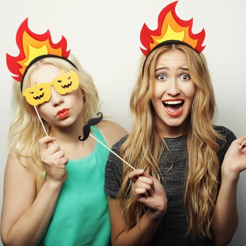 Solsew 8 Pcs Halloween Flame Headband Fire Headpiece Flame Crown Felt Fire Accessories for Costume Cosplay Party Photo Props(Classic) - Image 5