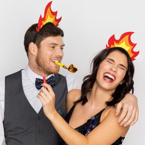 Solsew 8 Pcs Halloween Flame Headband Fire Headpiece Flame Crown Felt Fire Accessories for Costume Cosplay Party Photo Props(Classic) - Image 4