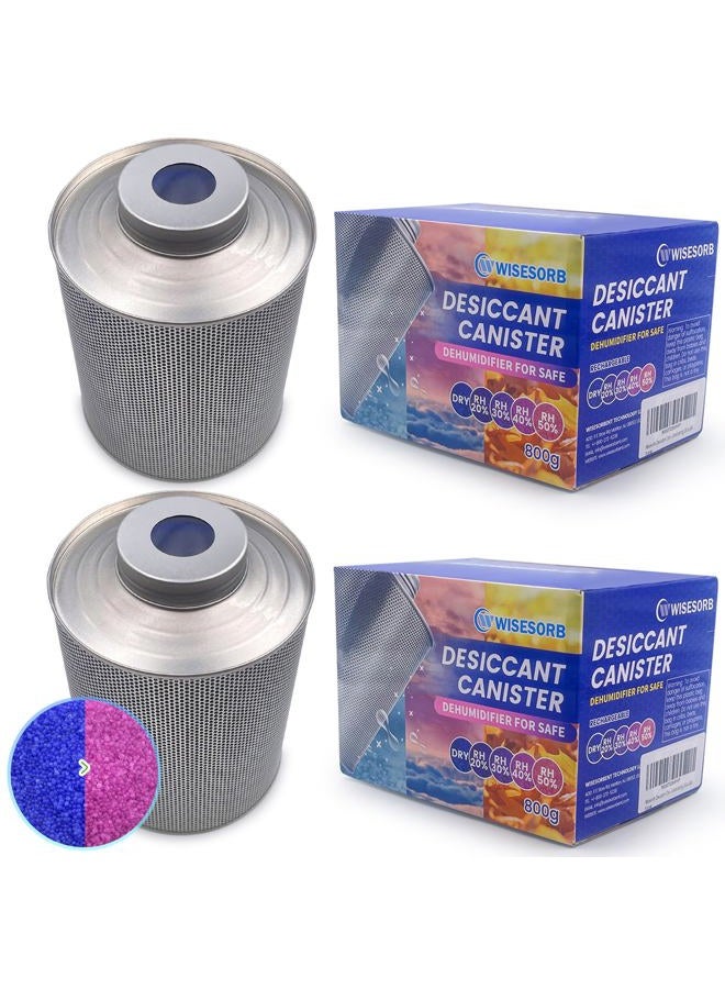 Wisesorb 800 Gram Gun Safe Dehumidifier, 2 Pack of 1.77 LBS Rechargeable Dehumidifier Blue to Pink Silica Gel Desiccant Moisture Absorbers, Dehumidifiers for Room, Bedroom, Safe, Closet, Bathroom, Car - Image 1