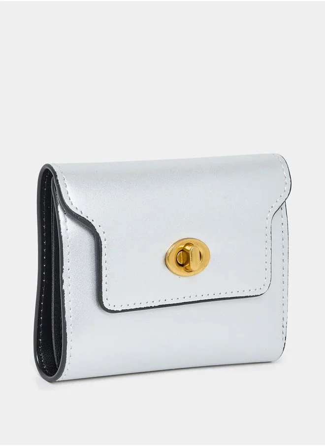 ستايلي Solid Turn Lock Detail Wallet