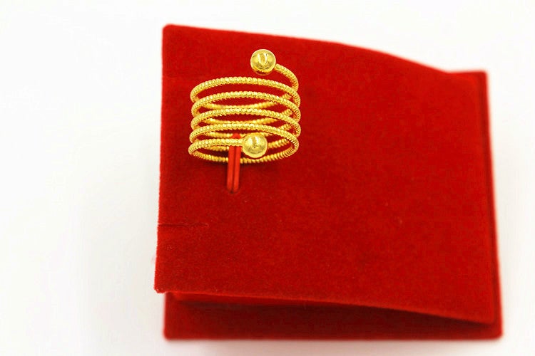 Trendy Korean Gold-Plated Adjustable Ring for Women Light bead section