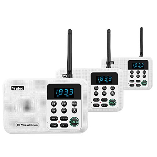 Wuloo Intercoms Wireless for Home 1 Mile Range 22 Channel 100 Digital Code Display Screen, Wireless Intercom System for Home House Business Office, Room to Room Intercom Communication(3Stations White) - Image 1
