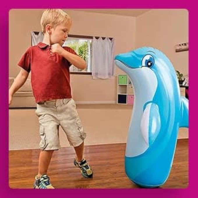 DURAZO Bop Bag Hit Me Toys For Child Age 4+ Years Hit Me Toys Tiger,Dinosaur,Dolphin Shape Large Size (Dolphin),Multicolor - Image 2