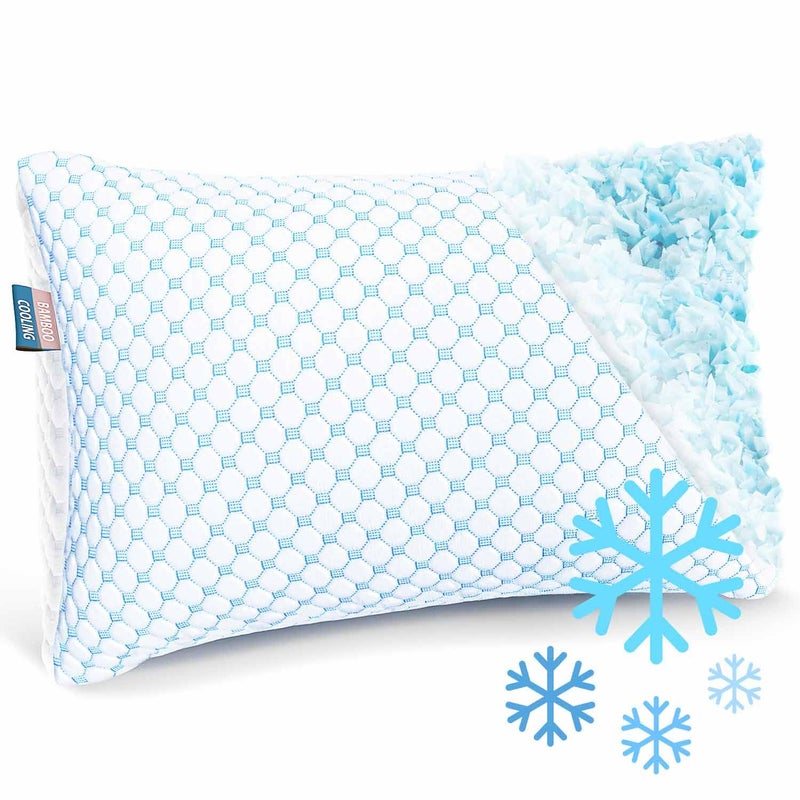 Nestl Nestl Cooling Pillow for Sleeping 1 Pack Luxury Shredded Memory Foam Pillows Standard Size Adjustable Cold Gel Pillows for Hot Sleepers Supportive Cool Pillow for Side Back Stomach Sleepers 