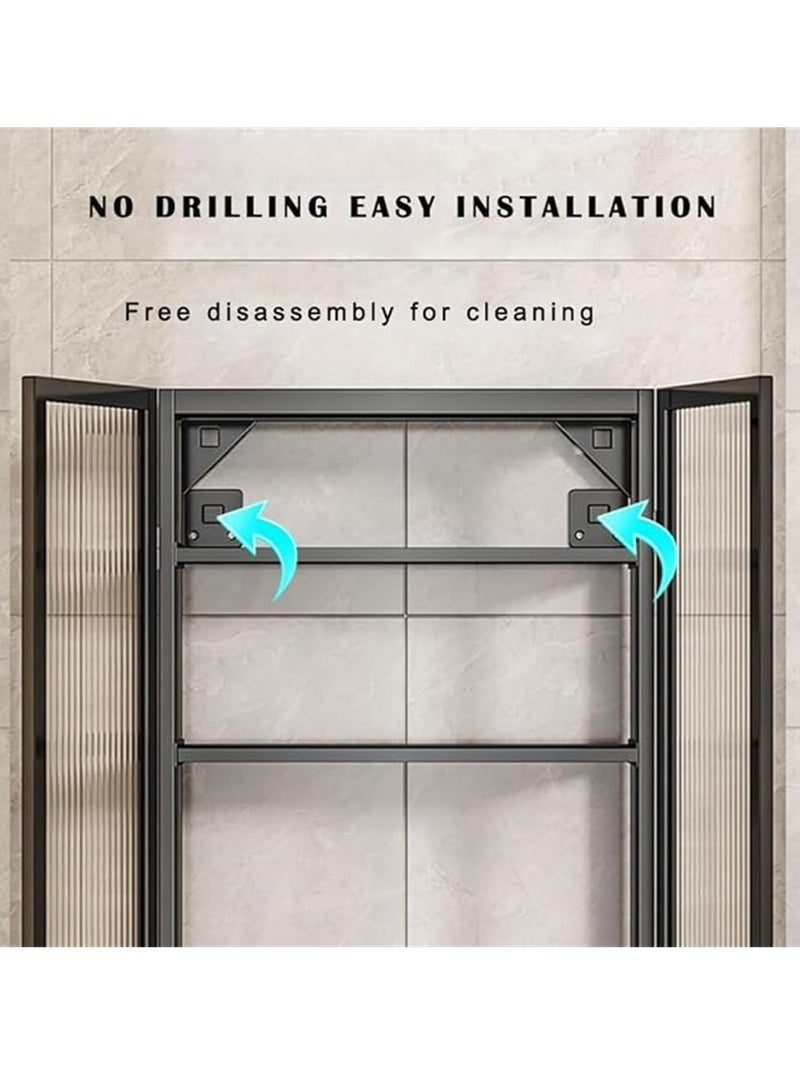 Wall-Mounted Storage Rack, Large-Capacity Bathroom Storage Rack, Home Double Magnetic Door Storage Rack, Waterproof and Dustproof Storage Cabinet, Suitable for Bathroom, Kitchen, Laundry Room(Black) - Image 5