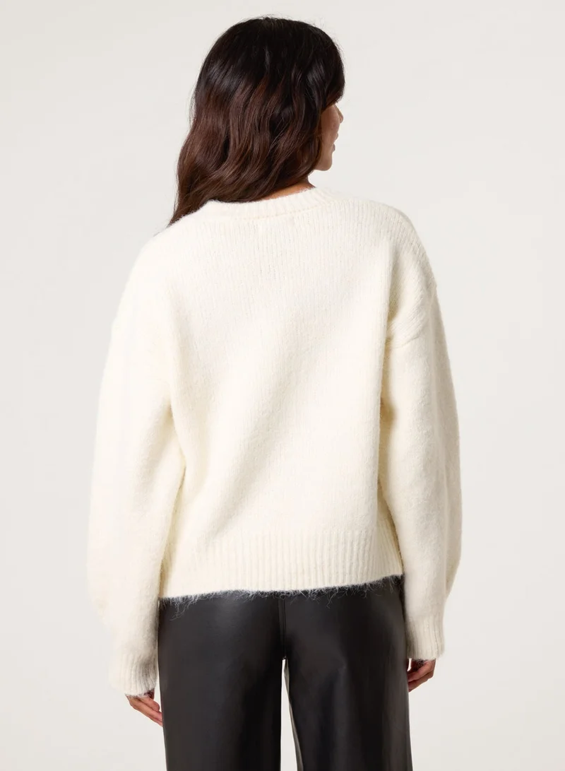 Blue Vanilla Diamante Sequin Brochure Button Front Cardigan