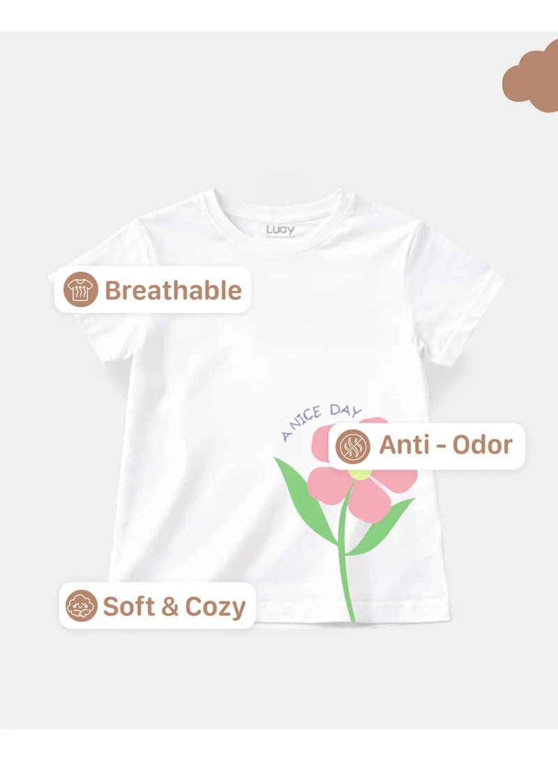 LUAY LUAY Girls Cotton T-Shirt & Shorts Combo Pack of 3 | Half Sleeve Printed Summer Co-Ord Set for Girls | Soft Breathable Cotton Clothing Set