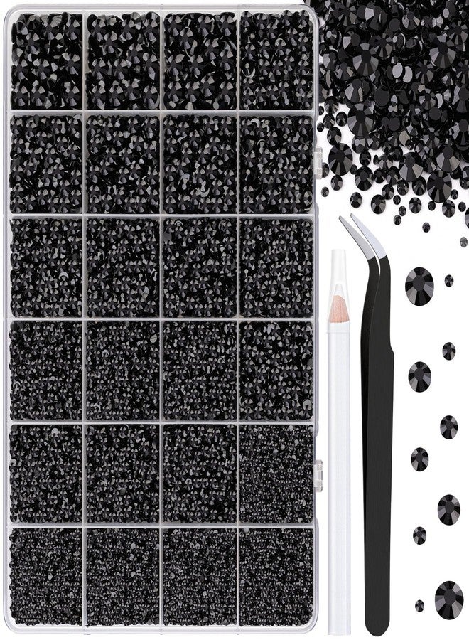 TINKRSTUFF 25000Pcs Resin Jelly Rhinestones with Tweezers for Crafting, Black 2-6mm Mixed Sizes Non Hotfix Flatback Gems, Bedazzling Crystal for DIY Crafts Clothing Tumblers Mugs Shoes Fabric Decor - Image 1