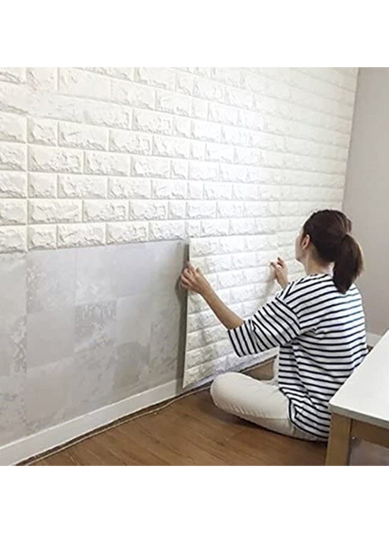LINGWEI 10PCS Self Adhesive Wall Stickers 3D DIY Tile Brick Wall Stickers Self-Adhesive Wallpaper Decals PE Foam  - Image 1