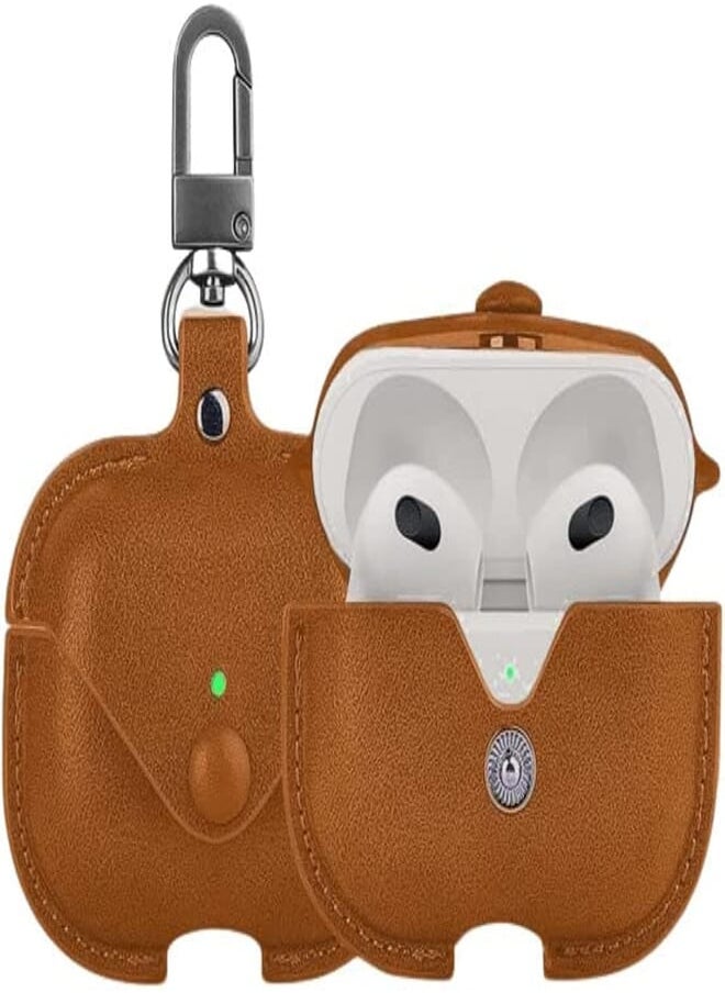YOMNA - YOMNA Leather Case Compatible with AirPods Pro 2 Case, Protective Cover for Apple AirPods pro 2 Wireless Charging Case Headphones EarPods, Soft Leather Cover with Carabiner Clip (Camel Brown) - Image 1