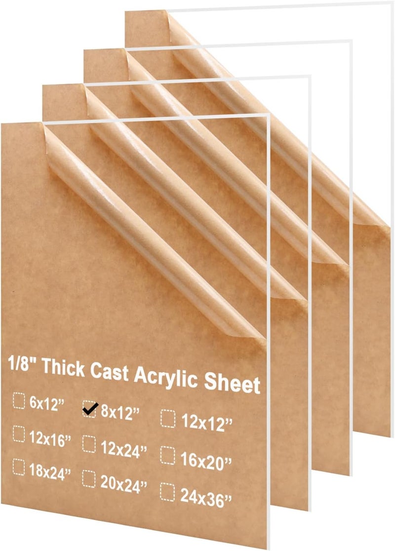 TPGP أوراق أكريليك KINLINK 8X12، 1/8" بلاستيك شفاف لمشاريع DIY - Image 1