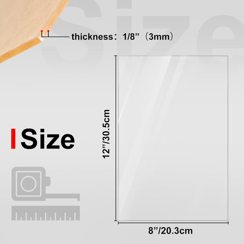 TPGP أوراق أكريليك KINLINK 8X12، 1/8" بلاستيك شفاف لمشاريع DIY - Image 2