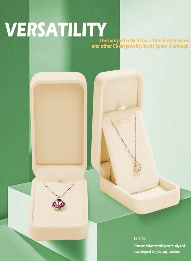 HESSION Set of 2 Velvet Jewelry Pendant Necklace Gift Box Engagement Wedding Case (Apricot) - Image 3