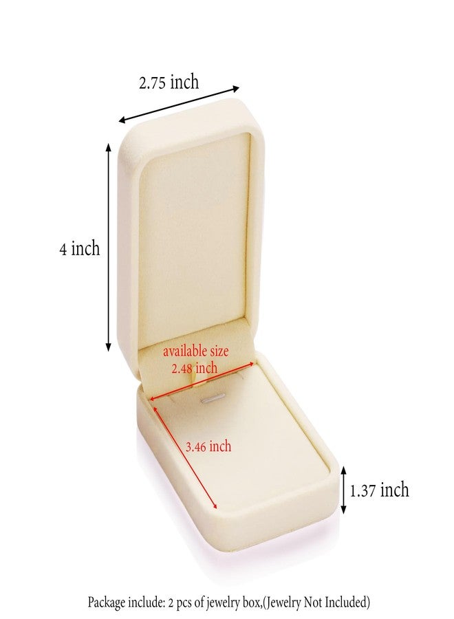 HESSION Set of 2 Velvet Jewelry Pendant Necklace Gift Box Engagement Wedding Case (Apricot) - Image 2