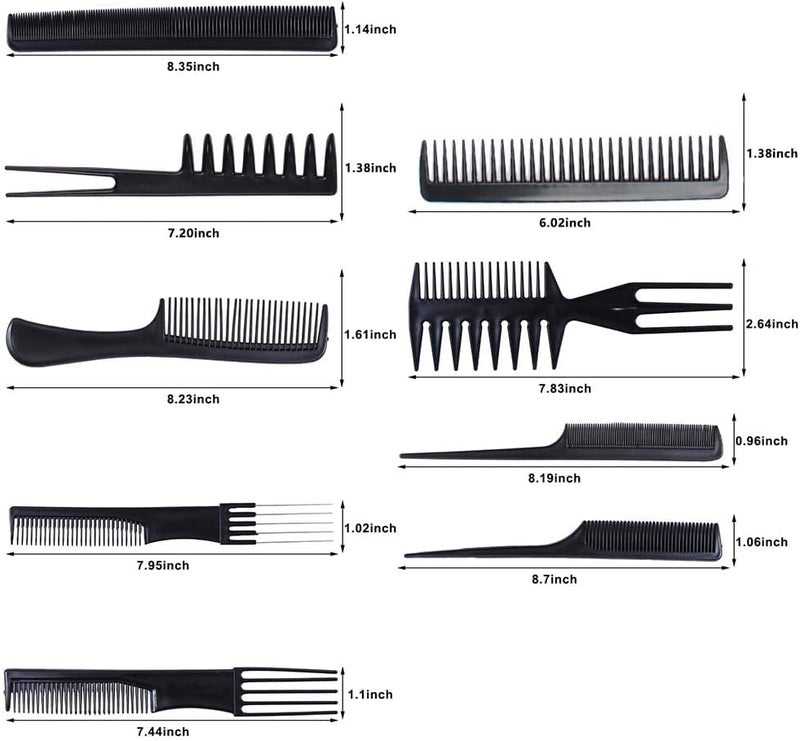 ELITEWAVE 16Pcs Hair Combs Set for Women Men：10Pcs Hair Combs and 6Pcs Hair Clips, Rat Tail Combs, Teasing Combs,Barber Combs,Styling Combs,Can Meet Your Different Needs,Comb Set for Hair Black - Image 3