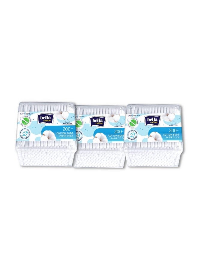 Bella Bella Cotton Buds - 200 Pieces (Pack of 3) - Image 1