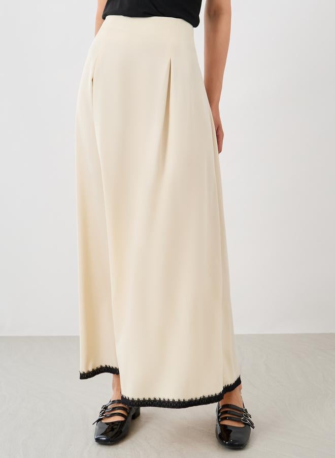 Take Two Take Two Solid Lace Hem A-Line Maxi Skirt  - Image 3