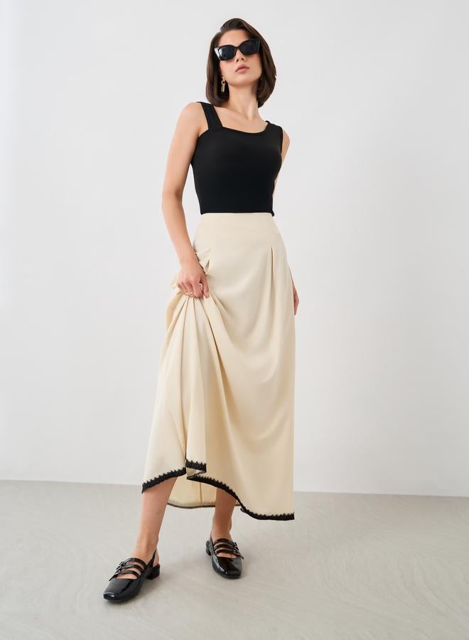Take Two Take Two Solid Lace Hem A-Line Maxi Skirt  - Image 2