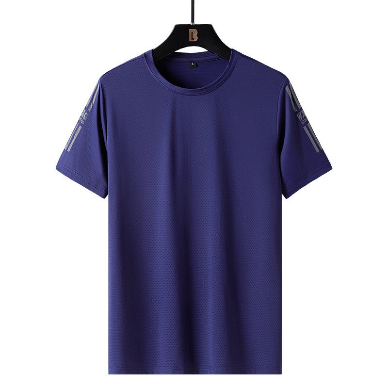 2022 New Summer Ice Silk T-Shirt Round Neck Short Sleeve Men'S Trendy Brand Base Shirt Ice Cool Quick-Drying Top Sports T-Shirt - Image 1