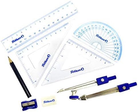 Pelikan 9-Piece Math Geometry Set in Metal Case – Drafting Tools Kit with Compass, Ruler, Protractor & Eraser for School & Professionals - Image 2