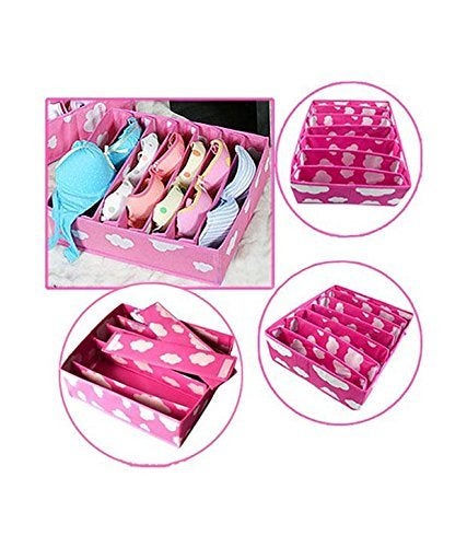 Styleys Set of 3 Foldable Drawer Dividers Storage Boxes Innerwear Storage Box Closet Organizers Under Bed Organizer for Clothing Shoes Underwear Bra Socks Cloud Pink S1096 - Image 5