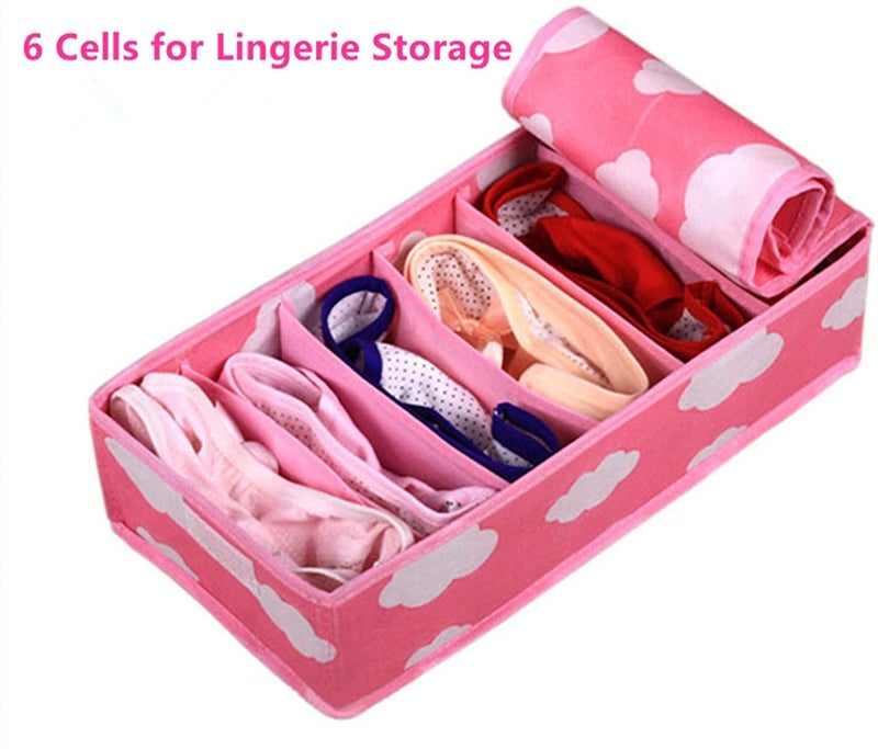 Styleys Set of 3 Foldable Drawer Dividers Storage Boxes Innerwear Storage Box Closet Organizers Under Bed Organizer for Clothing Shoes Underwear Bra Socks Cloud Pink S1096 - Image 4