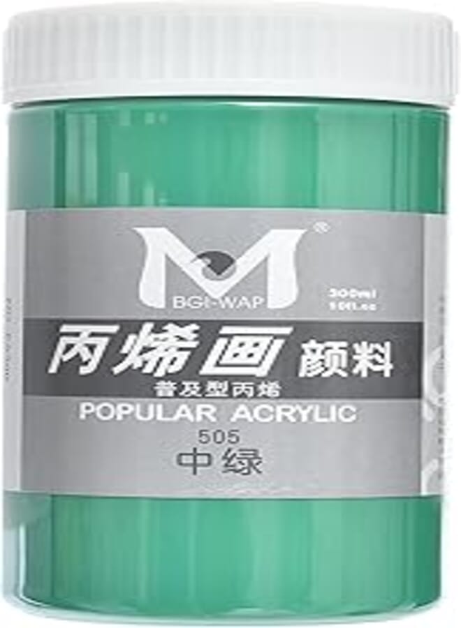 Mbgi-Wap EA-300 High Quality Acrylic Color 300Ml For Professional Artists, Beginners,Rocks, Wood,Fabric (505) - Green