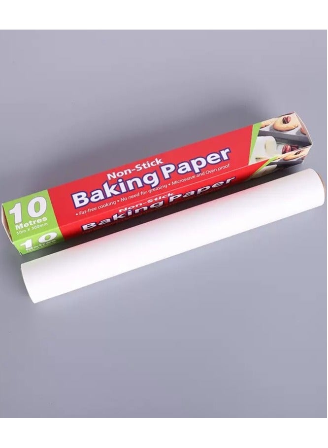 Baking silicone oil paper white 10*0.3m, air fryer paper special oil blotting roll paper, oven food mat tray, Eid gift dessert making, suitable for family gatherings, festive parties, kitchen supplies  - Image 2