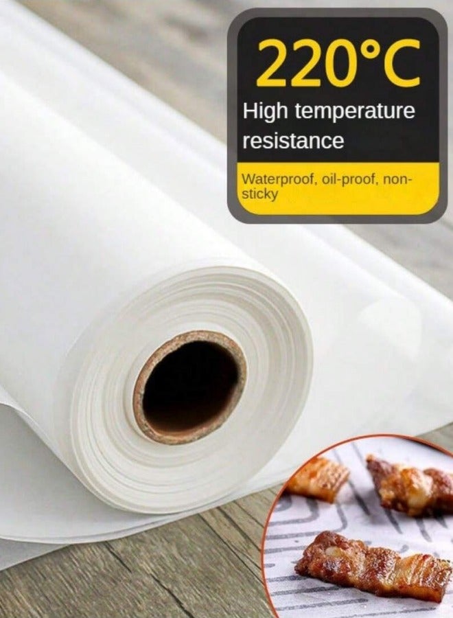 Baking silicone oil paper white 10*0.3m, air fryer paper special oil blotting roll paper, oven food mat tray, Eid gift dessert making, suitable for family gatherings, festive parties, kitchen supplies  - Image 1