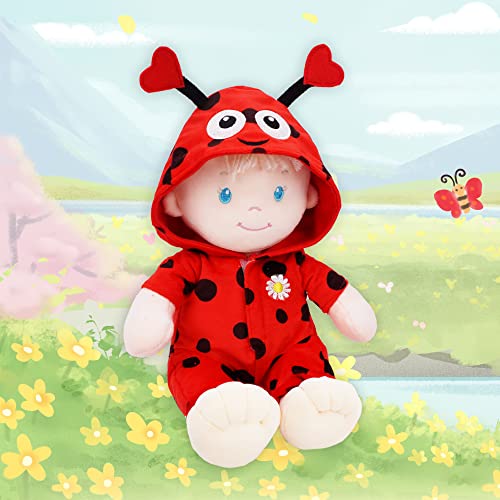 June Garden 12" Sweet Dolly Ladybug - Stuffed Ultra Soft Baby Doll for Birth and Up - Ladybug Outfit - Image 3