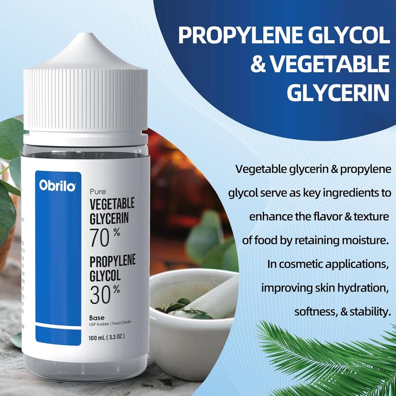 Obrilo Pure Vegetable Glycerin 70% & Propylene Glycol 30% - 100 mL (3.3 oz) Food Grade Base for DIY Applications - Image 3
