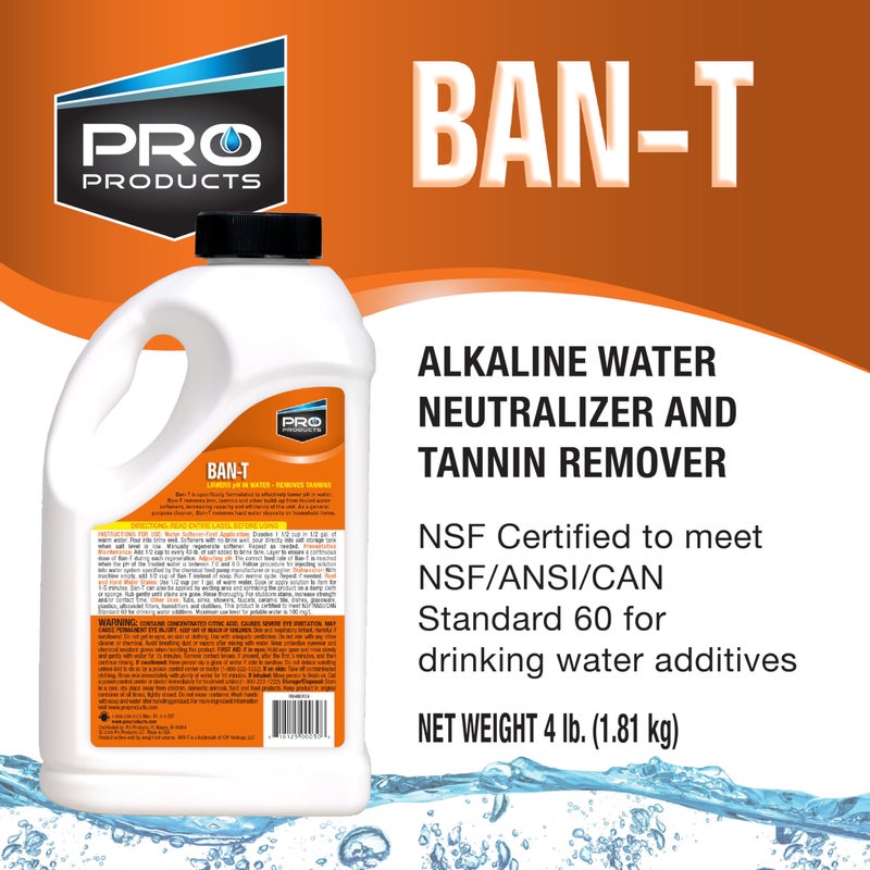 Pro Products Ban-T Alkaline Water Neutralizer and Cleaner â€“ Water Softener Tannin and Iron Removal Cleaner - Removes Hard Water Deposits, Lime Scale, Iron Staining â€“ Restores Water Softener Efficiency - Image 2