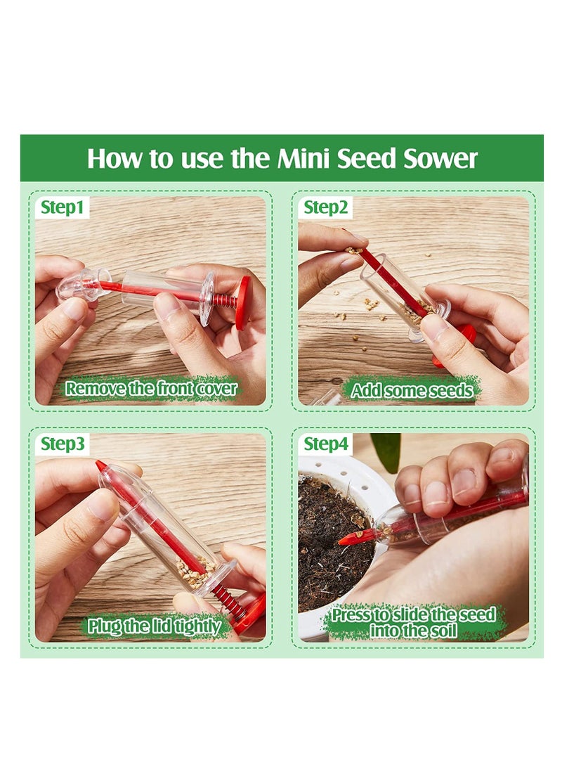 Barakah Small Seed Planter Tool Mini Garden Hand Tools Distribute Seeds Evenly Indoor Outdoor Sowing Seed Dispenser with 2 Transplanting Tools for Plante Carrot Lettuce Grass Spinach Kale Radish Seed 4PCS - Image 4