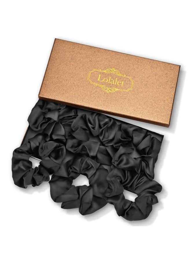 Lolalet Scrunchies for Women, Satin Hair Scrunchies Softer Than Silk Hair Ties for Hair Sleep, Big Scrunchy Ponytail Holder with Elastic Hair Bands for Girls Thick Thin Curly Hair -6 Pack, Style F  - Image 1