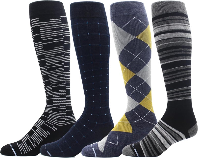 Dr Motion 4 Pairs Men's Athletic Traveler Graduated Compression Knee High Socks - Image 1