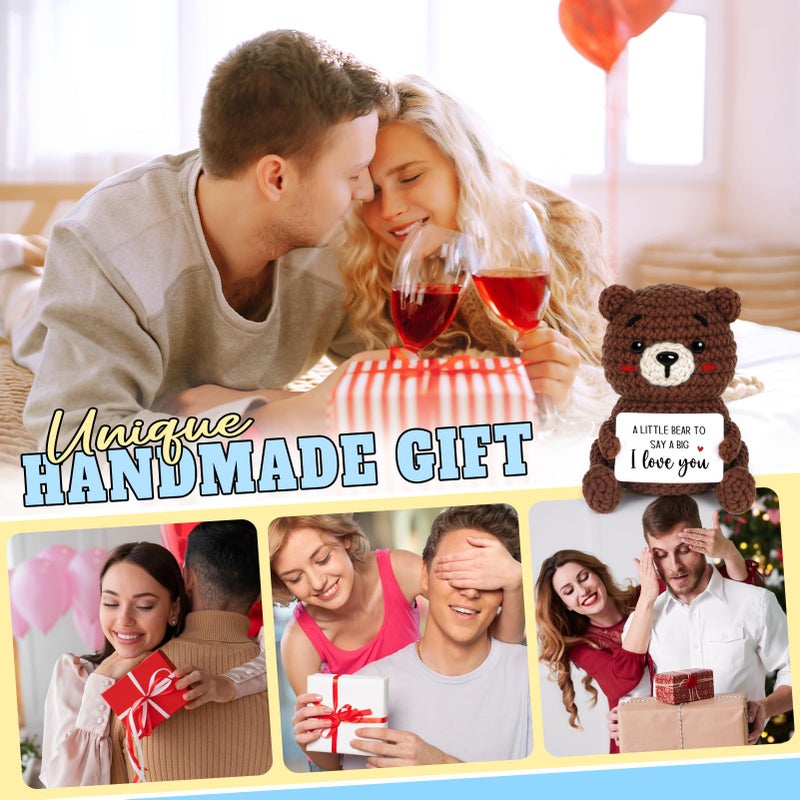 Glydein Valentines Day Gifts for Her Him, I Love You Handmade Positive Crochet Bear Decor, Anniversary Romantic Gift for Women Men Wife Girlfriend, Birthday for Husband Couple - Image 2