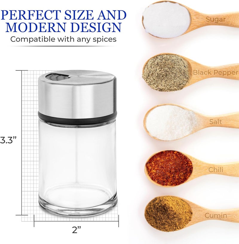 Kitchen & Go Salt and Pepper Shakers Set with Adjustable Pour Holes - Stainless Steel Spice Dispenser - Perfect for Pink Himalayan, Table Salt, Black and White Pepper (2.4 oz) - set of 2 - Image 5