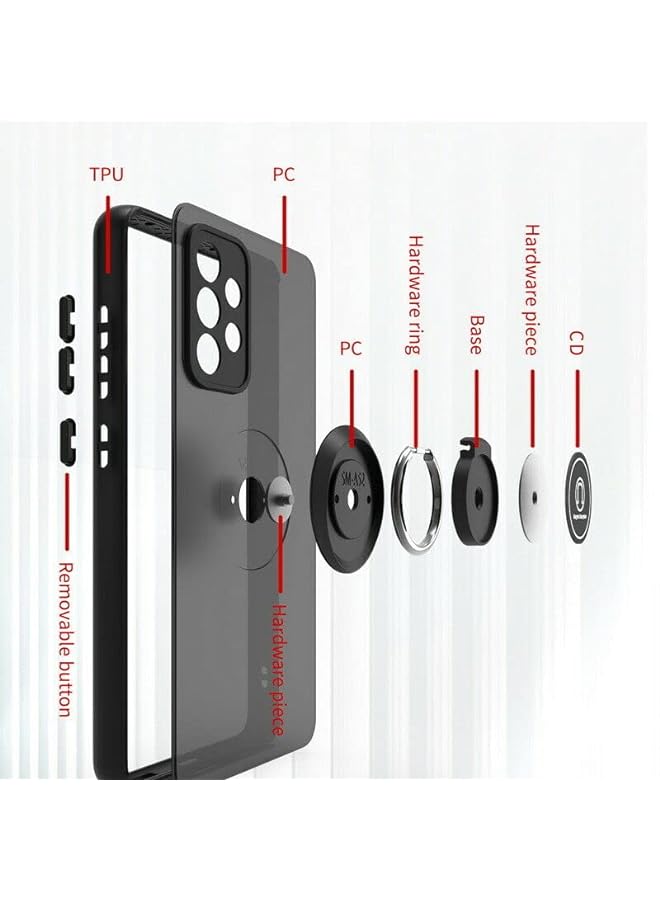 YoYoTech Galaxy A73 5G Case Matte Silicone Protective with 360 Degrees Rotate Metal Magnetic Ring Kickstand, Soft Bumper Hard PC Shockproof Cover for Samsung Galaxy A73 5G(2022) - Image 5