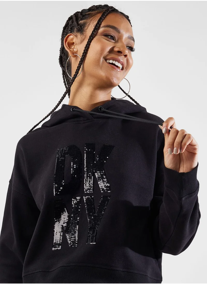 DKNY Sport Graphic Sequin Detail Hoodie