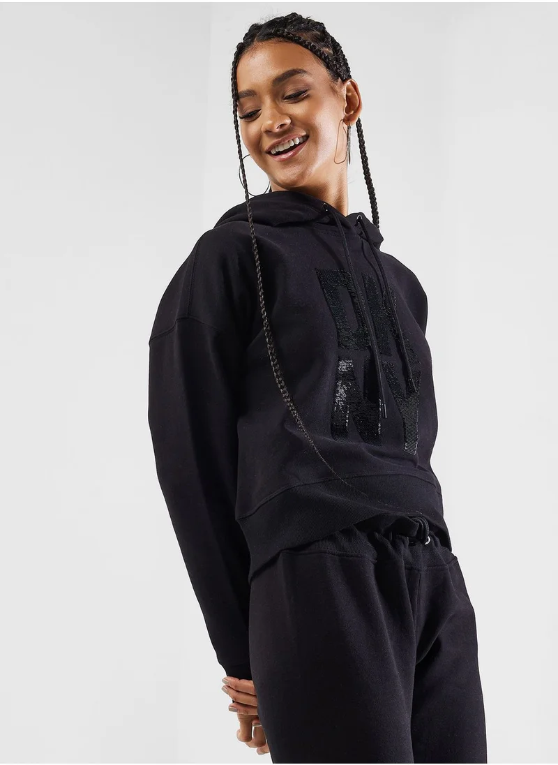 DKNY Sport Graphic Sequin Detail Hoodie
