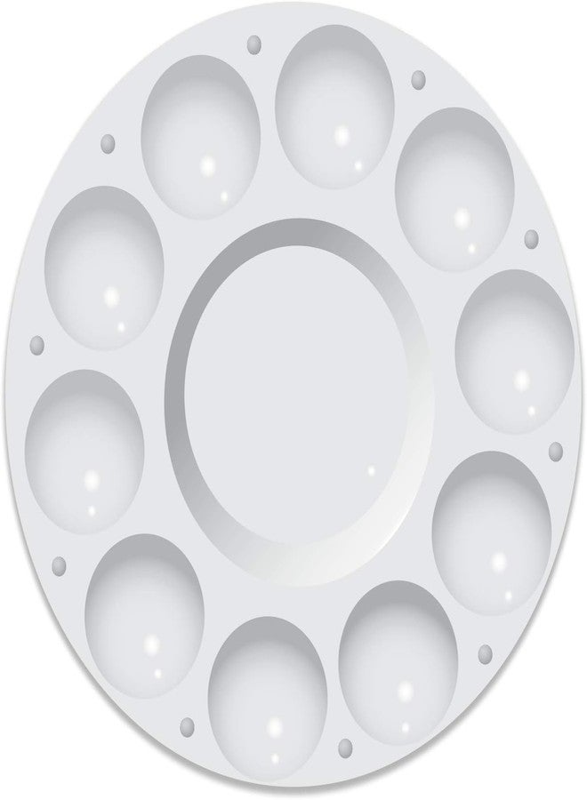 CREDLY Round Paint Palette Tray Paint Tray Palettes Plastic Paint Tray Palette Paint Trays for Kids Paint Pallets with 10 Wells for Adults & Kids for Painting or DIY Craft Class White - Image 1