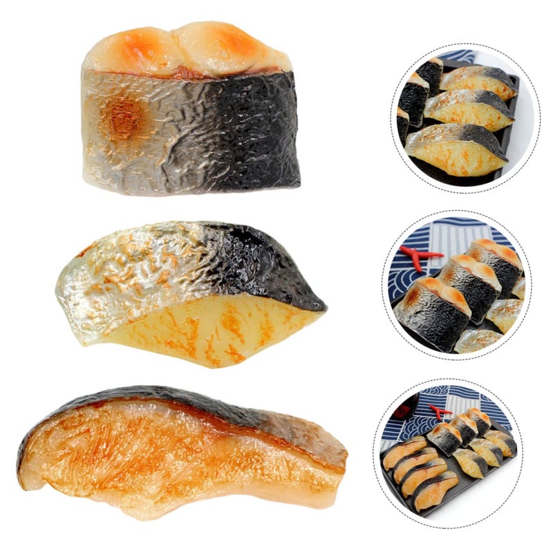 Realistic Seafood Model Play Food 6 Pieces Lifelike Fish Blocks Home Decor - Image 4