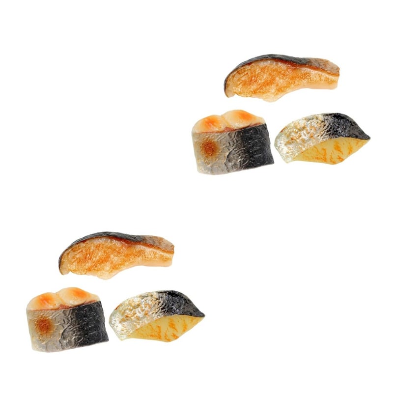 Realistic Seafood Model Play Food 6 Pieces Lifelike Fish Blocks Home Decor - Image 2