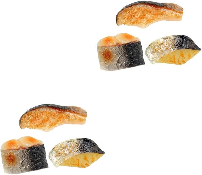 Realistic Seafood Model Play Food 6 Pieces Lifelike Fish Blocks Home Decor - Image 1