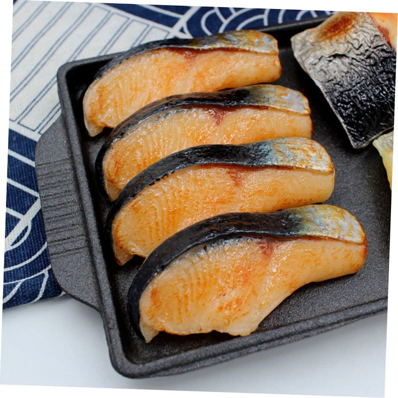 Realistic Seafood Model Play Food 6 Pieces Lifelike Fish Blocks Home Decor - Image 5