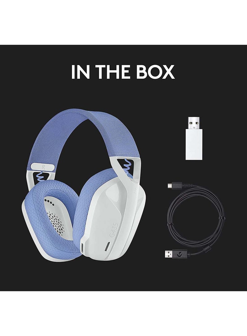Logitech G435 Lightspeed & Bluetooth Wireless Gaming Headset - Ultra Lightweight 165G Over-Ear Headphones, Built-In Mics, 18H Battery, Compatible With Dolby Atmos, Pc, Ps4, Ps5, Mobile - White I - Image 2