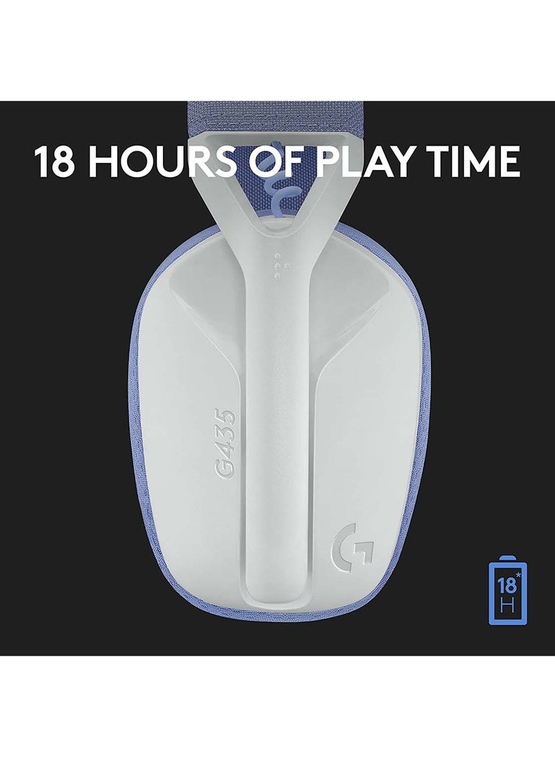 Logitech G435 Lightspeed & Bluetooth Wireless Gaming Headset - Ultra Lightweight 165G Over-Ear Headphones, Built-In Mics, 18H Battery, Compatible With Dolby Atmos, Pc, Ps4, Ps5, Mobile - White I - Image 5