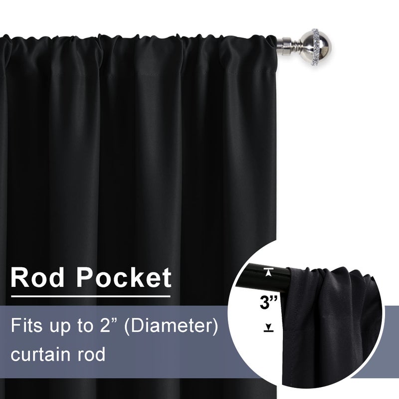 JIUZHEN 80 Inch Length Door Curtains for Doorway Privacy Insulated Blackout Curtains with Tiebacks Rod Pocket Room Divider Curtain Cover for Bedroom Closet Door  Set of 2  42 x 80 Inch  Black - Image 4