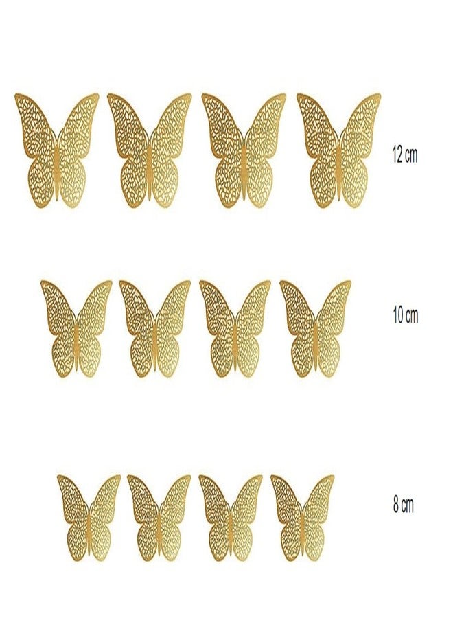 BHOOLU&GOOLU 3D Paper Wall Stickers, Gold, Pack of 12 - Image 2